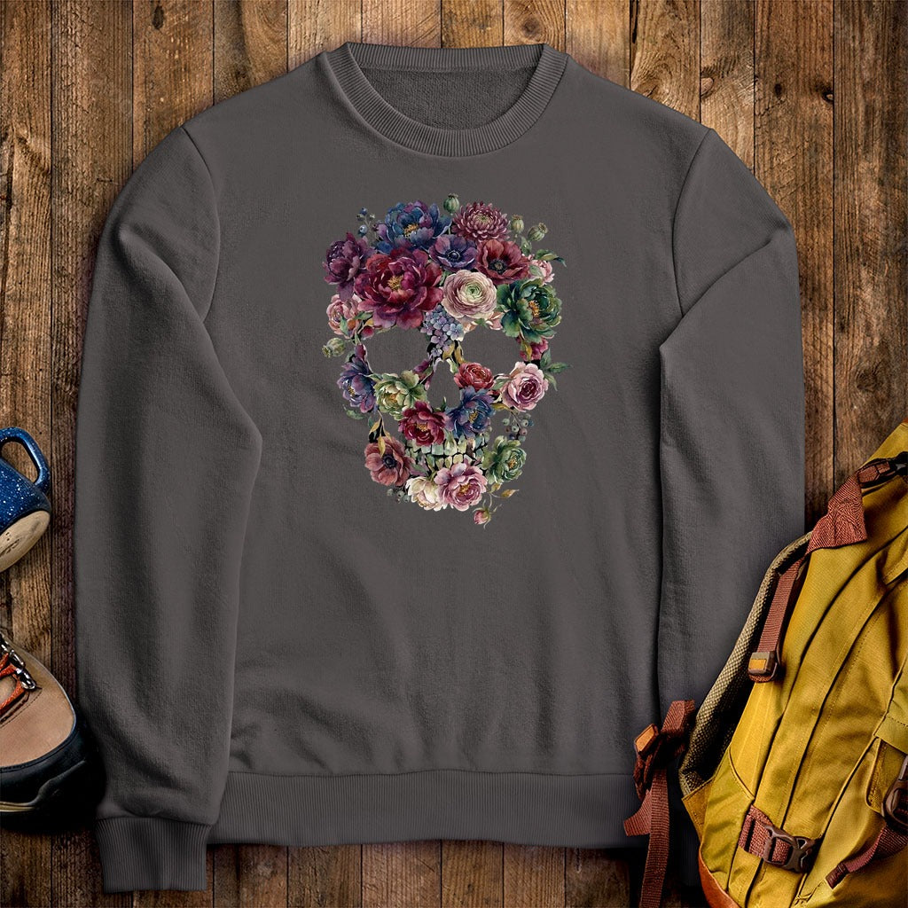 Gothic Flower Skull Crewneck Sweatshirt