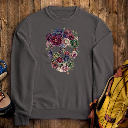 Gothic Flower Skull Crewneck Sweatshirt