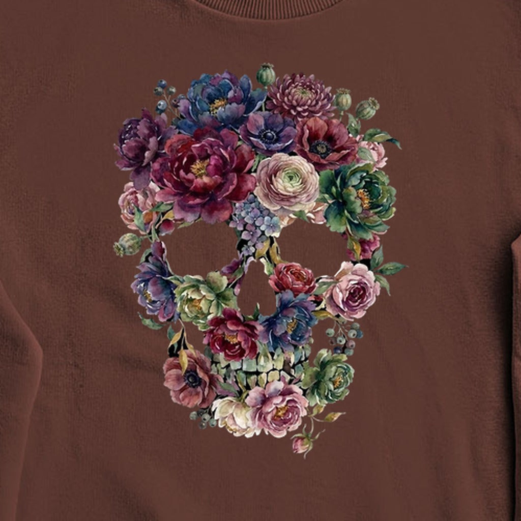 Gothic Flower Skull Crewneck Sweatshirt