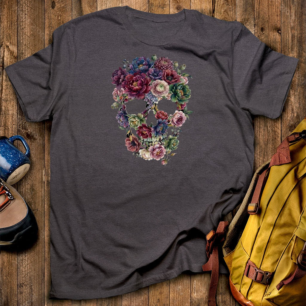 Gothic Flower Skull T-Shirt