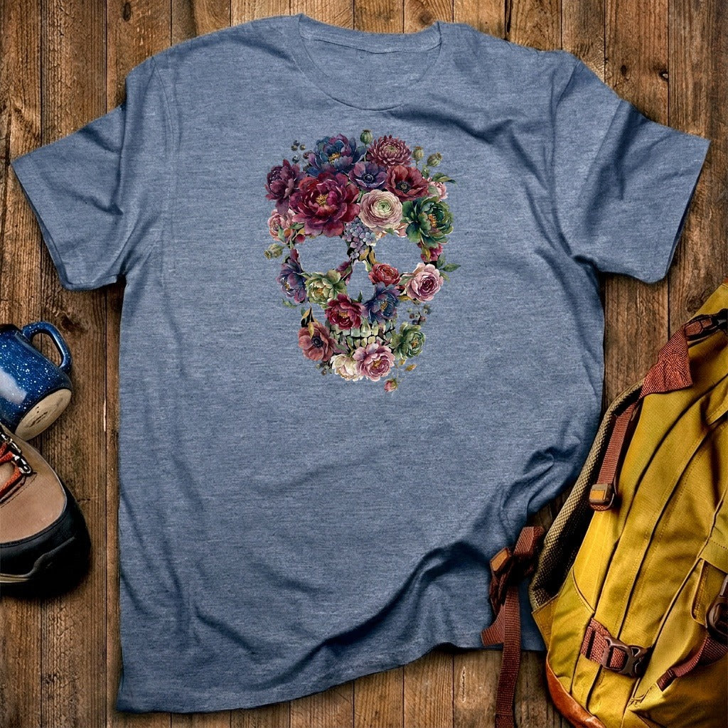Gothic Flower Skull T-Shirt