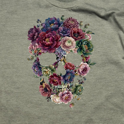 Gothic Flower Skull T-Shirt