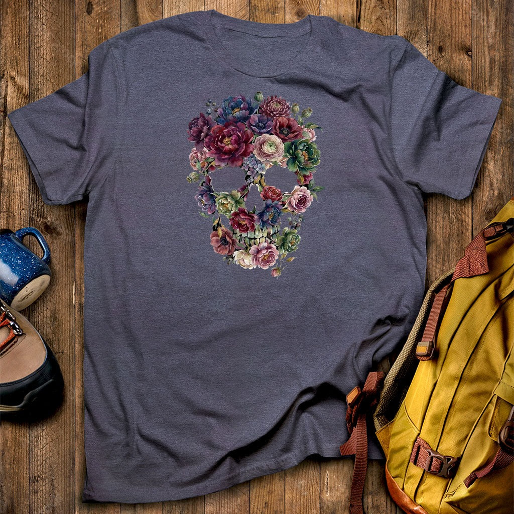 Gothic Flower Skull T-Shirt