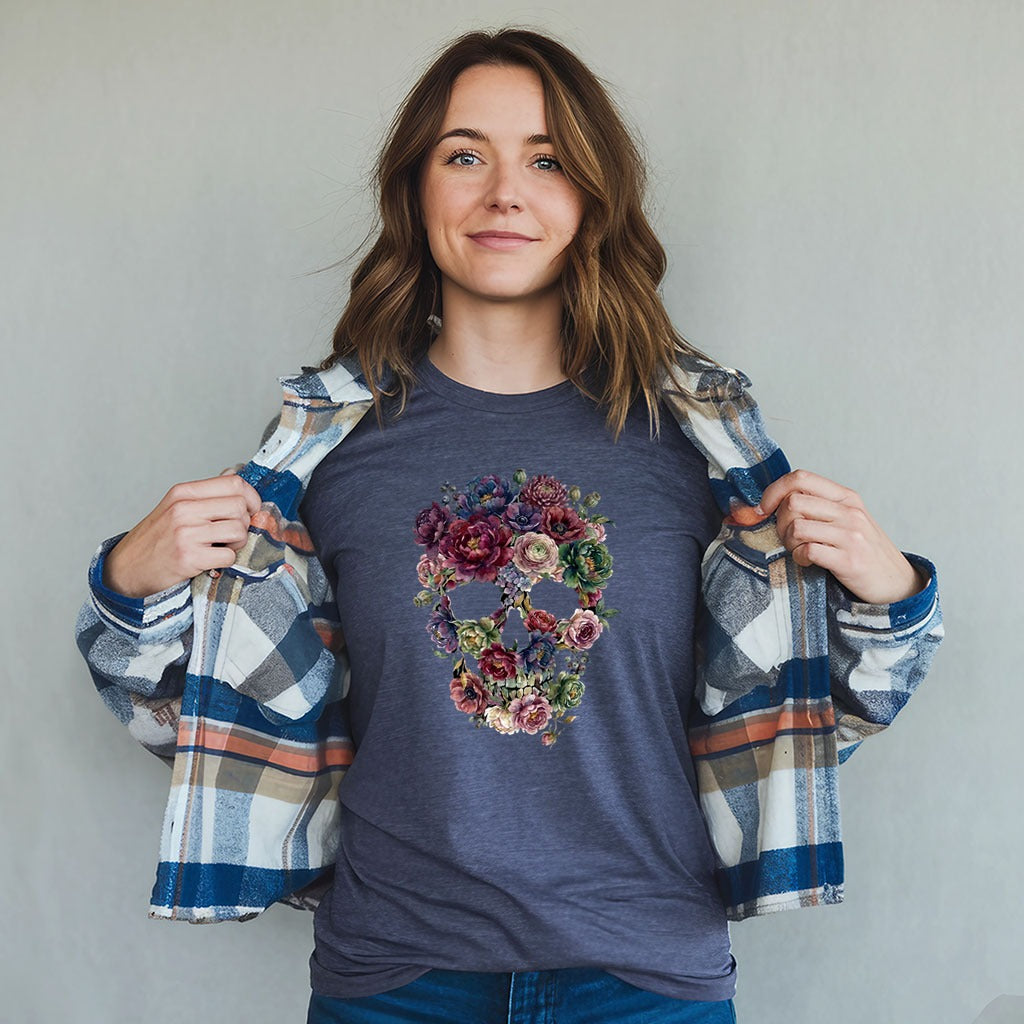 Gothic Flower Skull T-Shirt