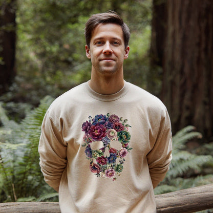 Gothic Flower Skull Crewneck Sweatshirt