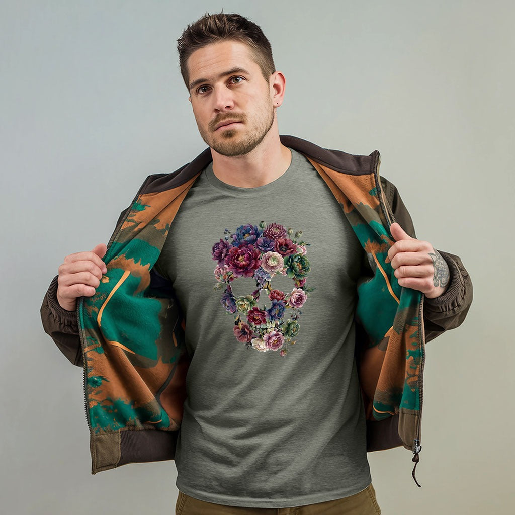 Gothic Flower Skull T-Shirt