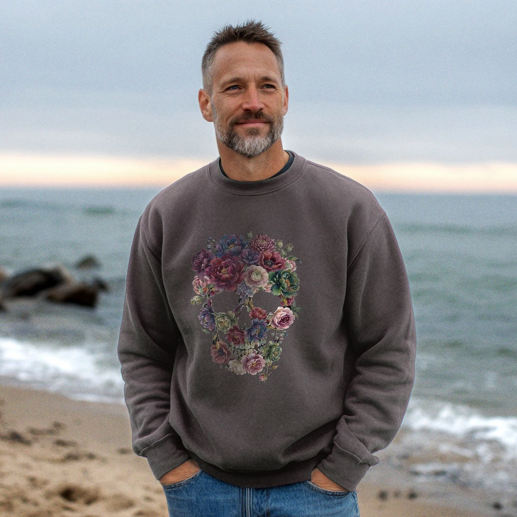 Gothic Flower Skull Crewneck Sweatshirt