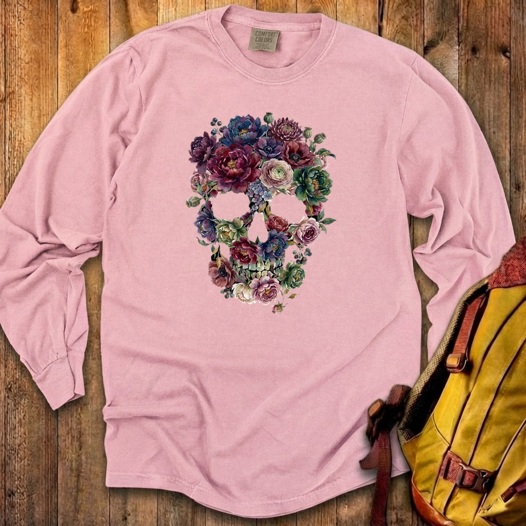 Gothic Flower Skull Premium Long Sleeve