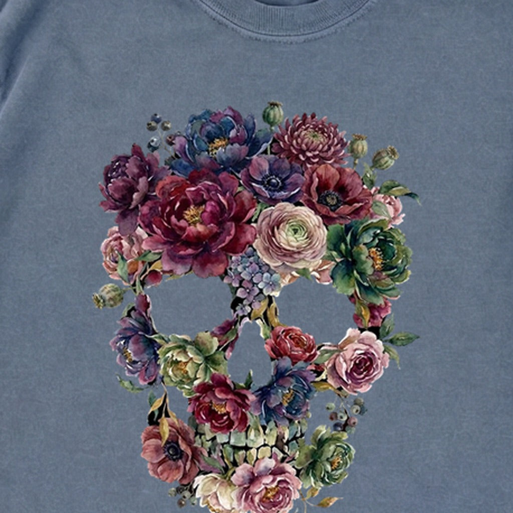 Gothic Flower Skull Premium Long Sleeve