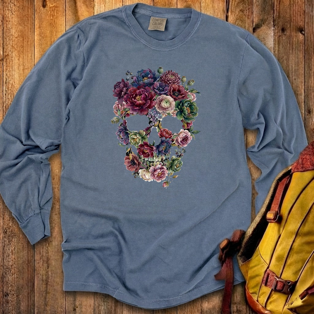Gothic Flower Skull Premium Long Sleeve