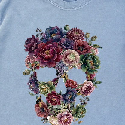 Gothic Flower Skull Premium Long Sleeve