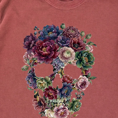 Gothic Flower Skull Premium Long Sleeve
