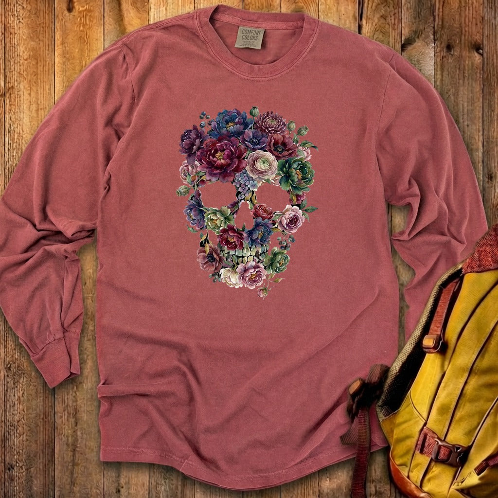 Gothic Flower Skull Premium Long Sleeve