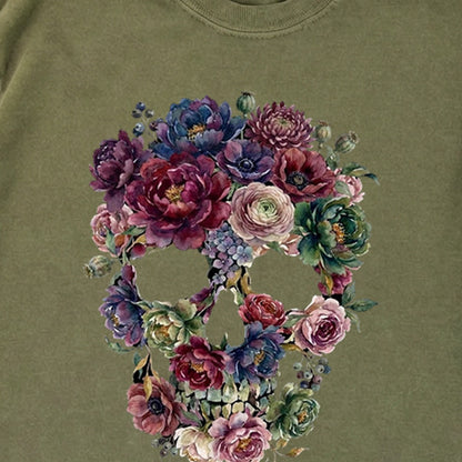 Gothic Flower Skull Premium Long Sleeve