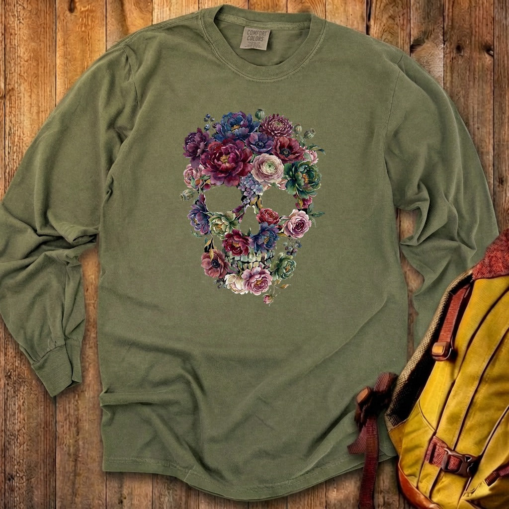 Gothic Flower Skull Premium Long Sleeve