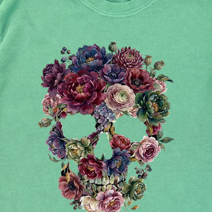 Gothic Flower Skull Premium Long Sleeve