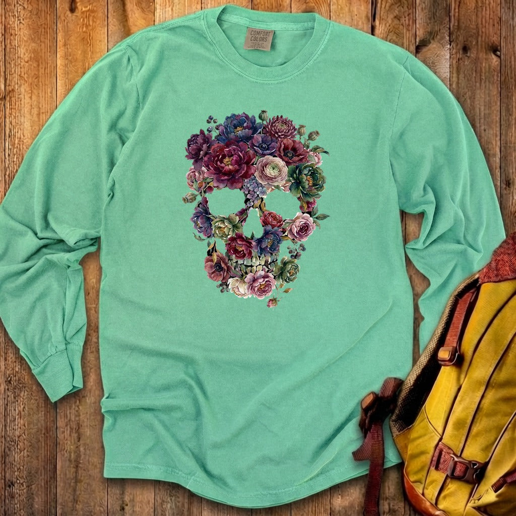 Gothic Flower Skull Premium Long Sleeve