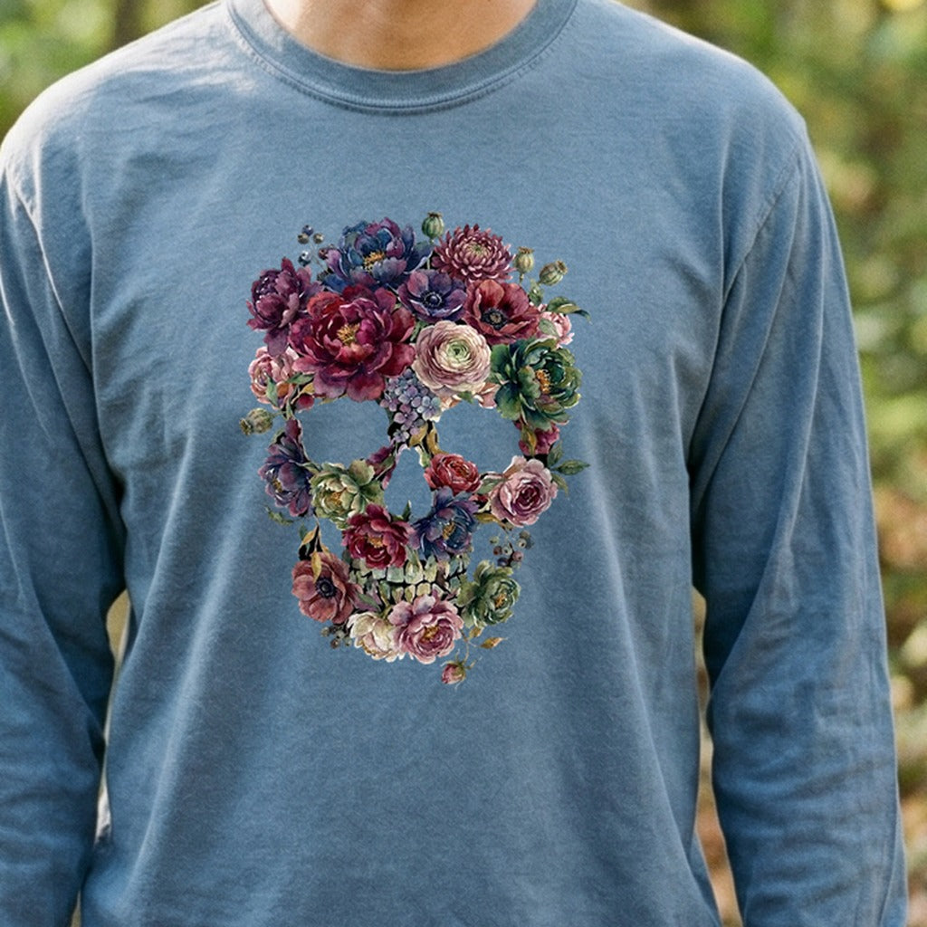 Gothic Flower Skull Premium Long Sleeve