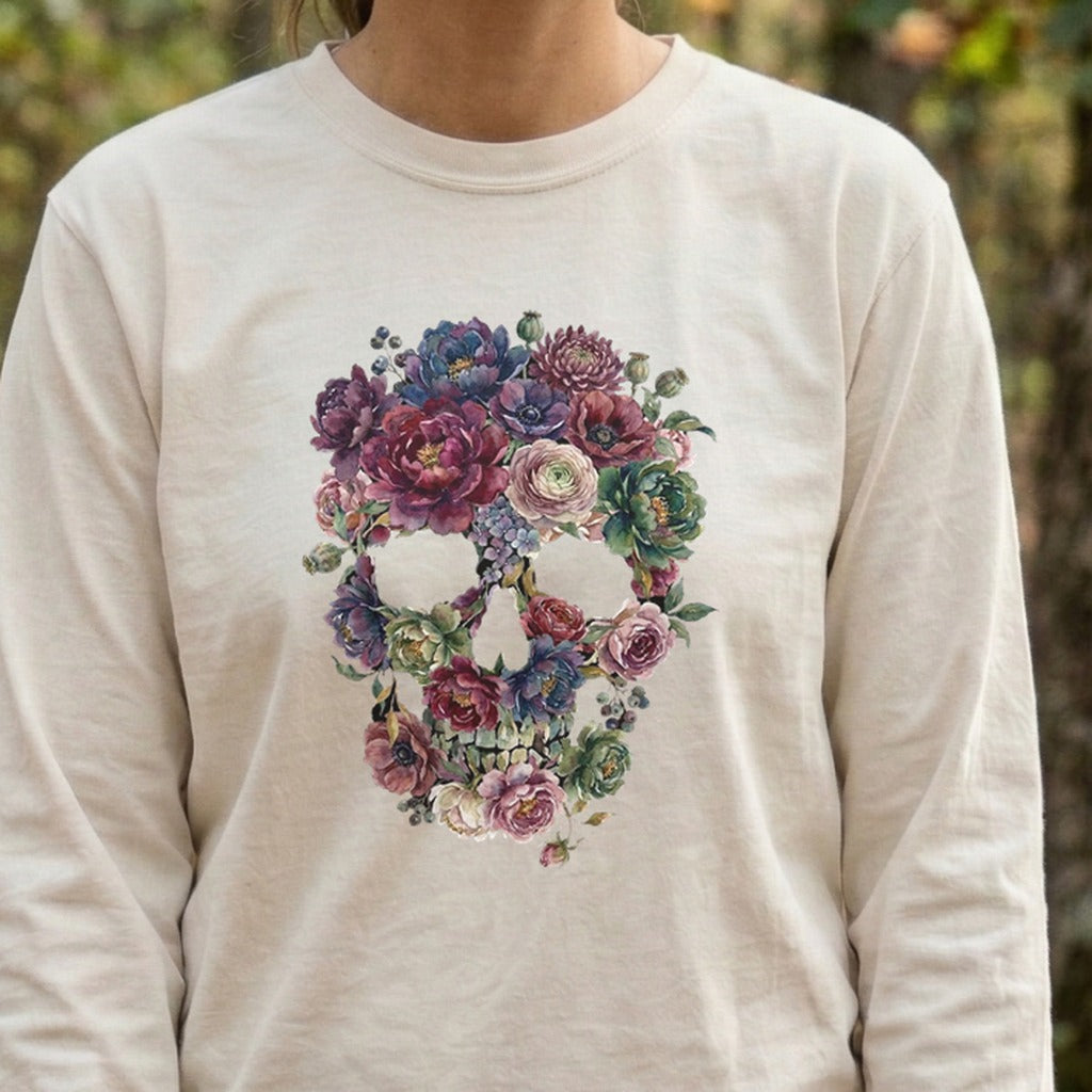Gothic Flower Skull Premium Long Sleeve