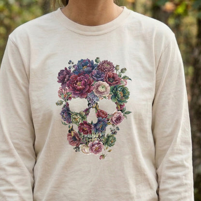 Gothic Flower Skull Premium Long Sleeve