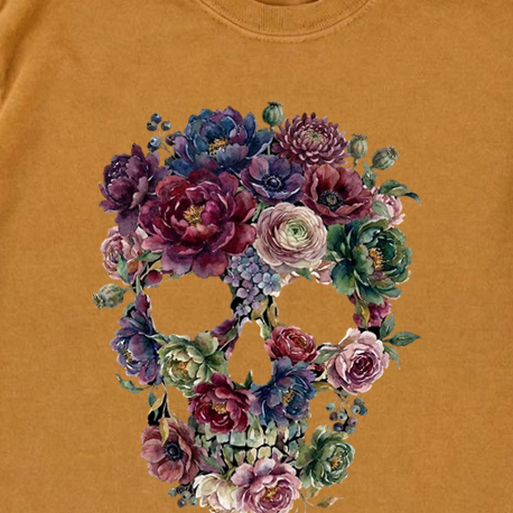 Gothic Flower Skull Premium Long Sleeve