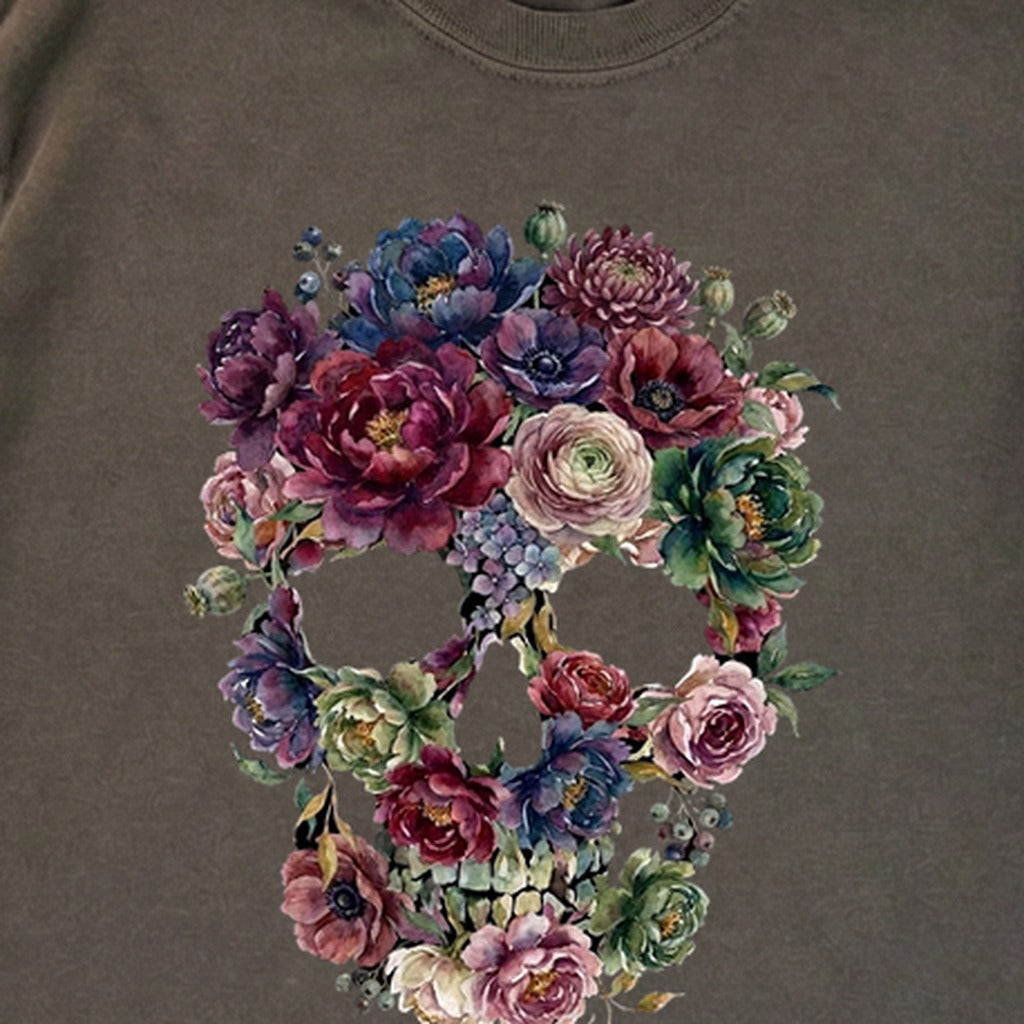 Gothic Flower Skull Premium Long Sleeve