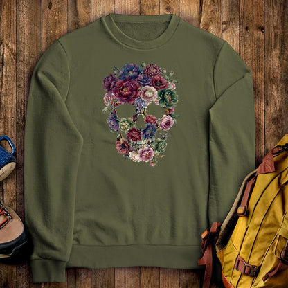 Gothic Flower Skull Crewneck Sweatshirt