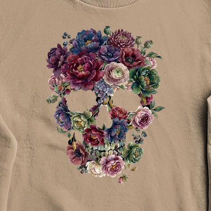 Gothic Flower Skull Crewneck Sweatshirt