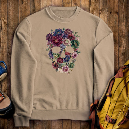 Gothic Flower Skull Crewneck Sweatshirt