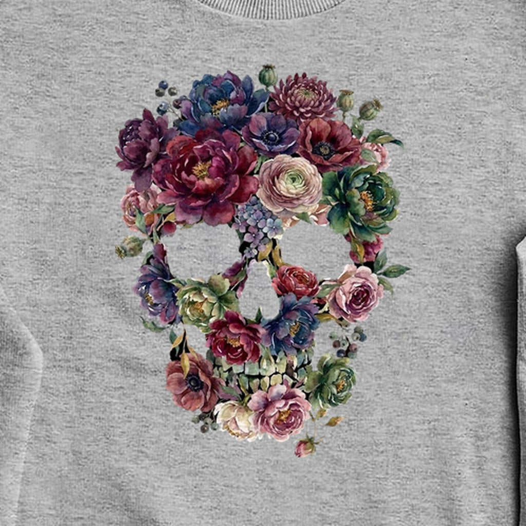 Gothic Flower Skull Crewneck Sweatshirt
