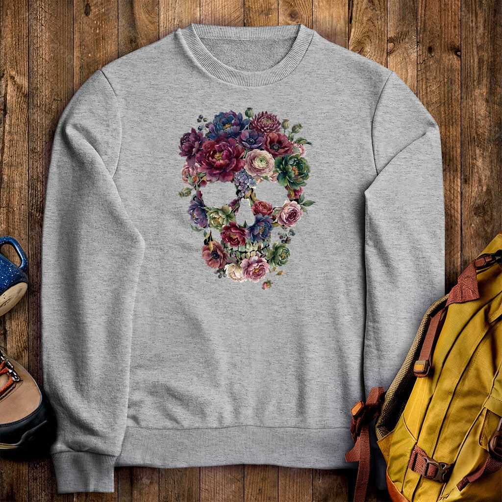 Gothic Flower Skull Crewneck Sweatshirt