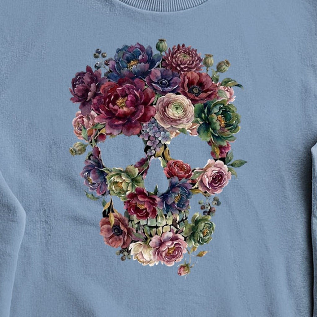 Gothic Flower Skull Crewneck Sweatshirt