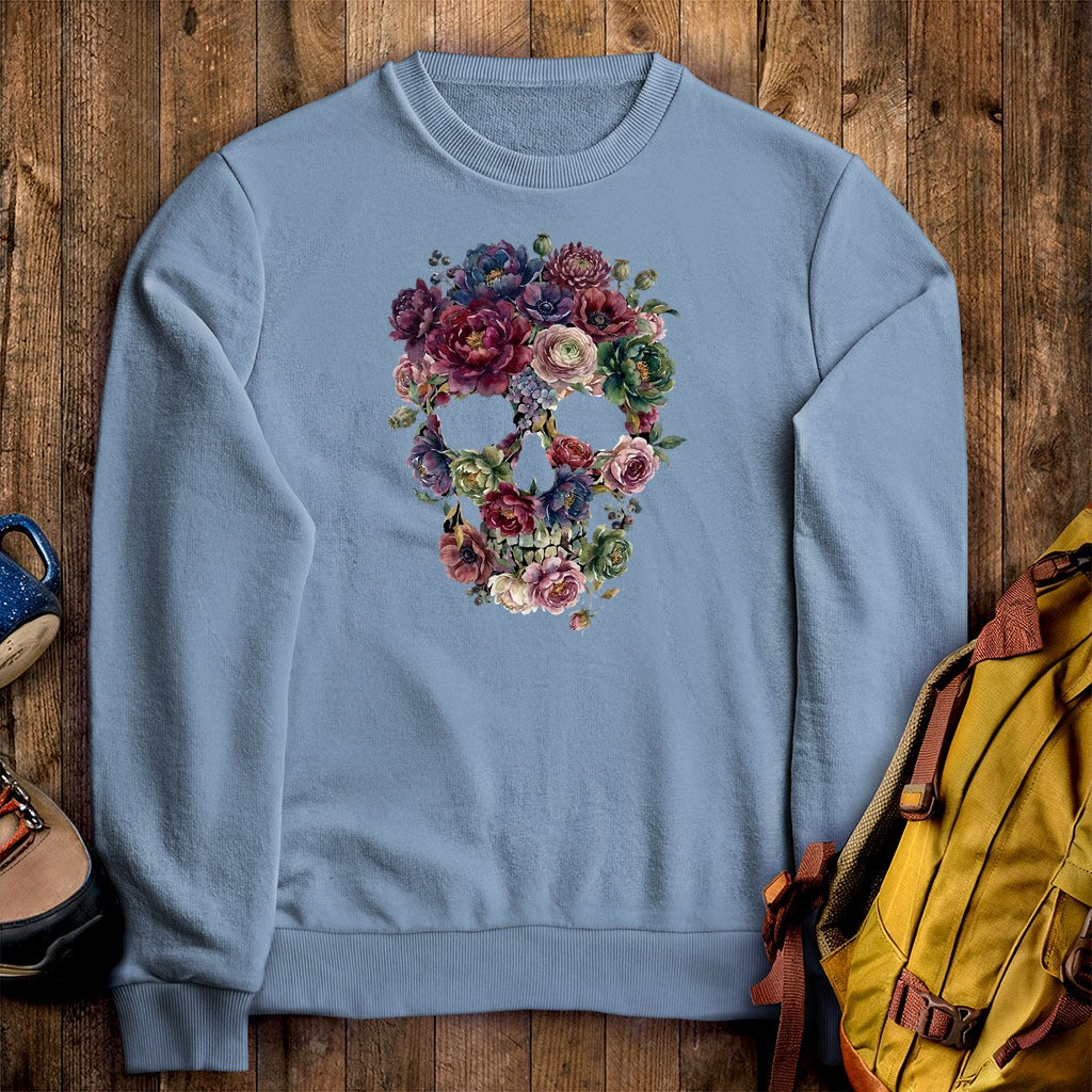 Gothic Flower Skull Crewneck Sweatshirt