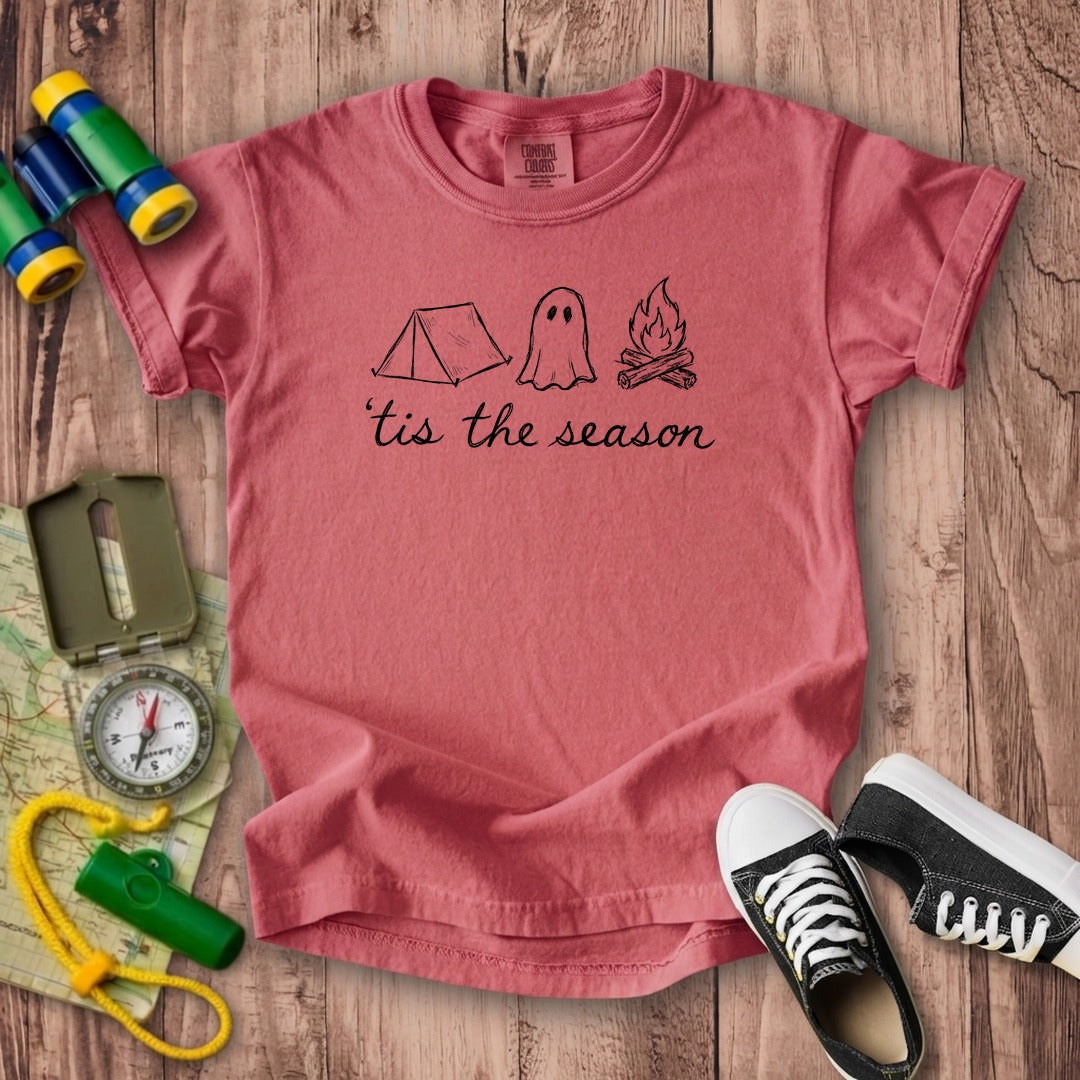 Tis the Season for Camping Kids Cotton T-Shirt
