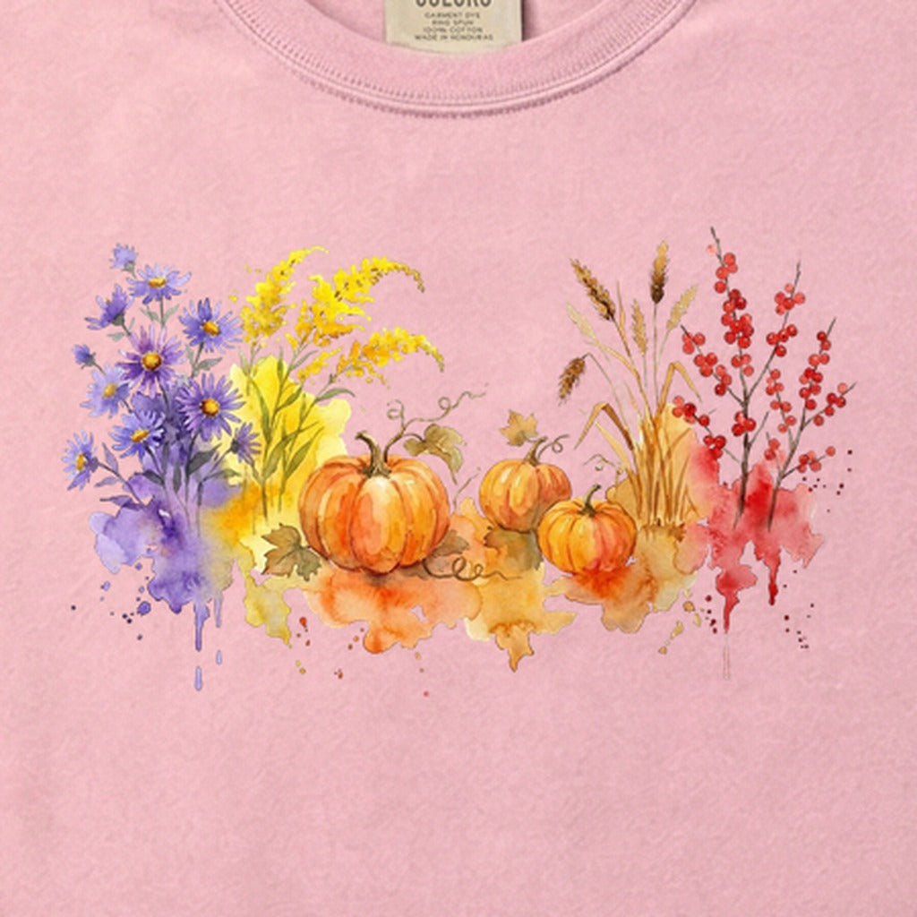 Watercolor Pumpkin Patch Cotton T-Shirt