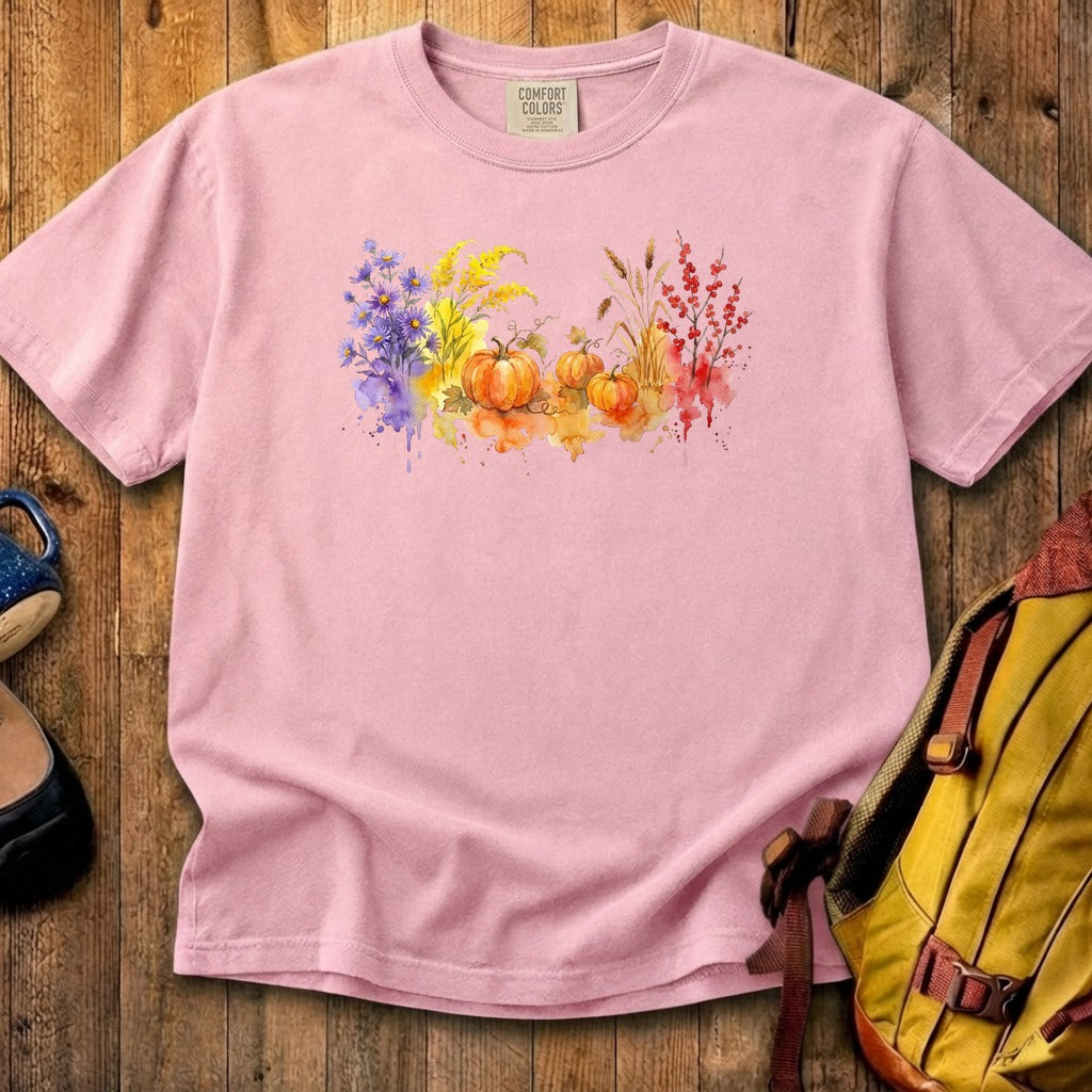 Watercolor Pumpkin Patch Cotton T-Shirt