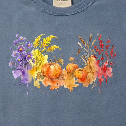 Watercolor Pumpkin Patch Cotton T-Shirt