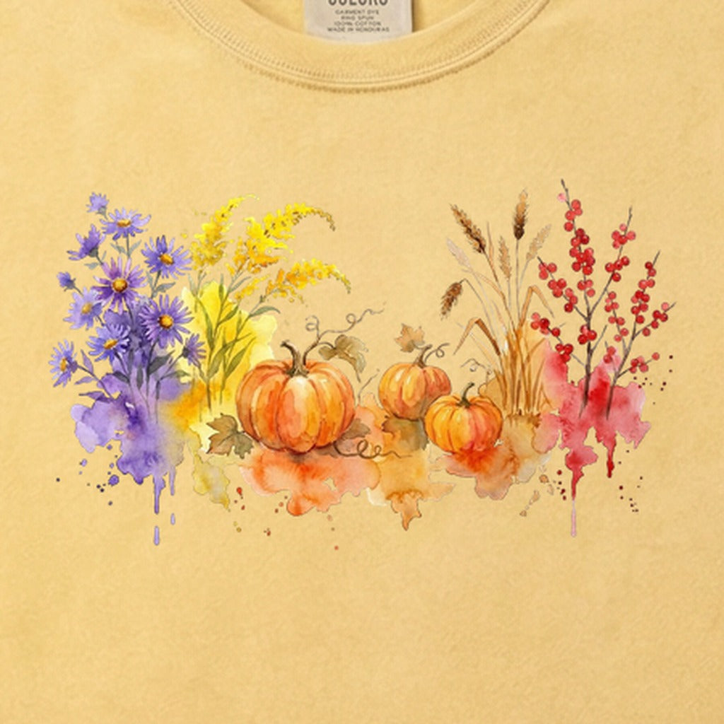 Watercolor Pumpkin Patch Cotton T-Shirt