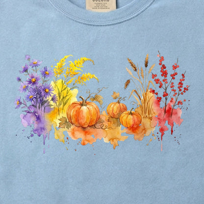 Watercolor Pumpkin Patch Cotton T-Shirt