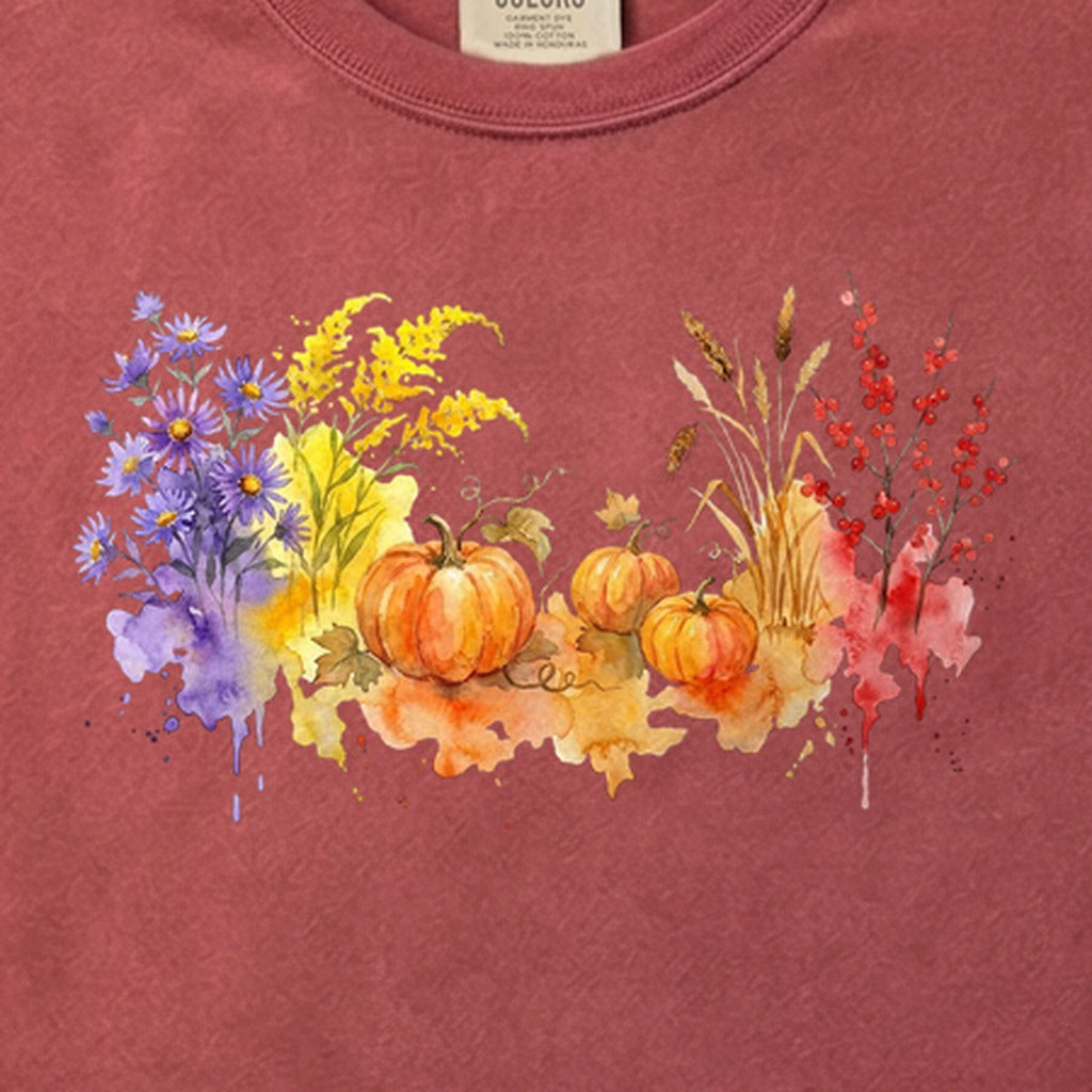Watercolor Pumpkin Patch Cotton T-Shirt
