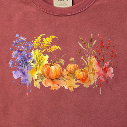 Watercolor Pumpkin Patch Cotton T-Shirt