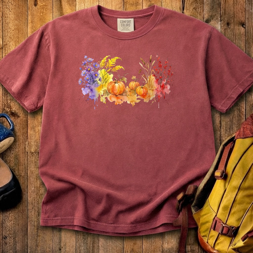 Watercolor Pumpkin Patch Cotton T-Shirt
