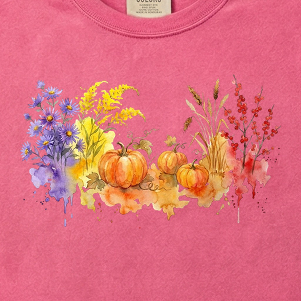Watercolor Pumpkin Patch Cotton T-Shirt