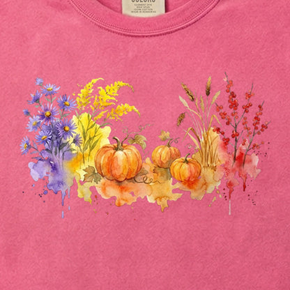 Watercolor Pumpkin Patch Cotton T-Shirt