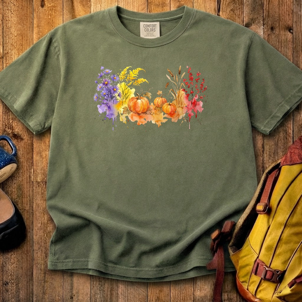 Watercolor Pumpkin Patch Cotton T-Shirt