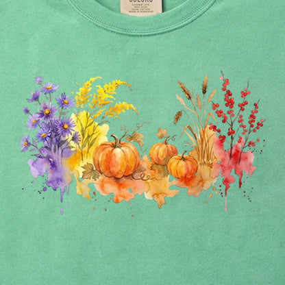 Watercolor Pumpkin Patch Cotton T-Shirt