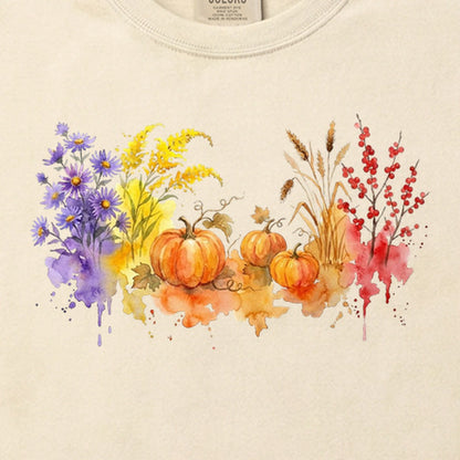 Watercolor Pumpkin Patch Cotton T-Shirt