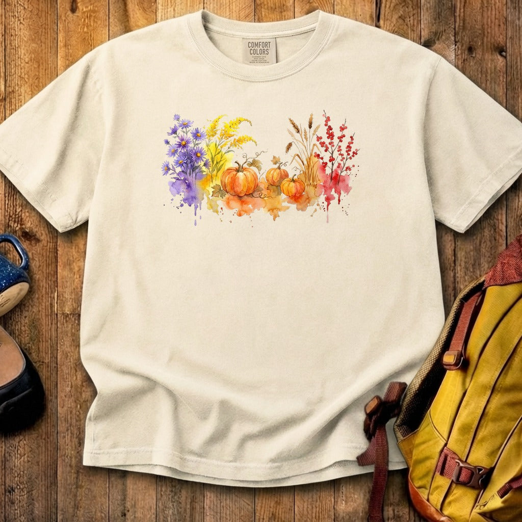Watercolor Pumpkin Patch Cotton T-Shirt