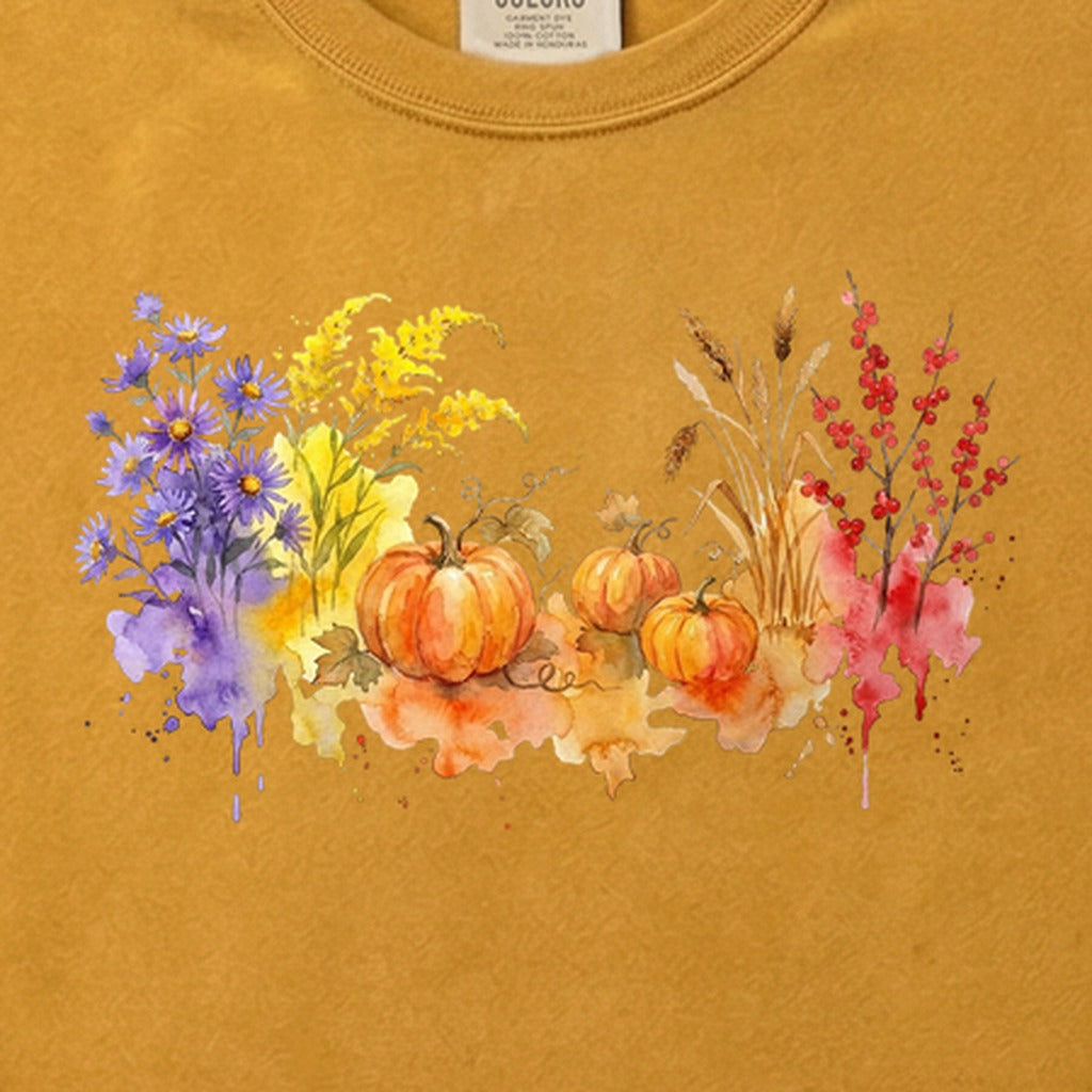 Watercolor Pumpkin Patch Cotton T-Shirt