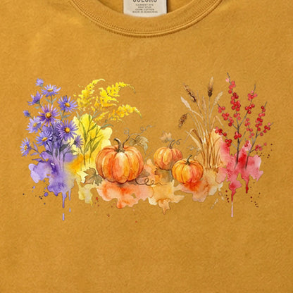 Watercolor Pumpkin Patch Cotton T-Shirt